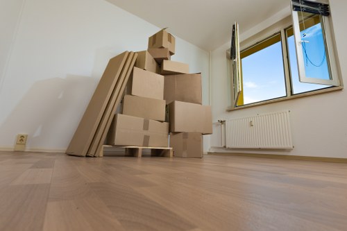 Removal van and packed boxes for local removals in Brixton