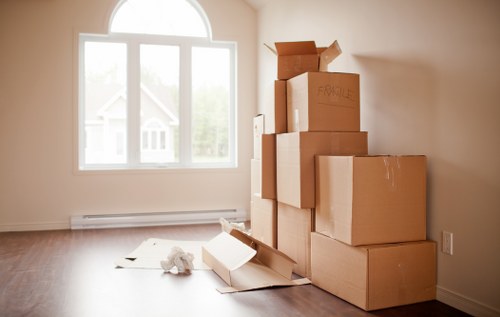 Business team organising an office move in Brixton