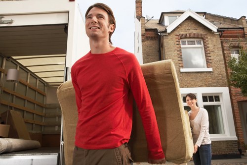 Packed moving boxes ready for house removals in Brixton